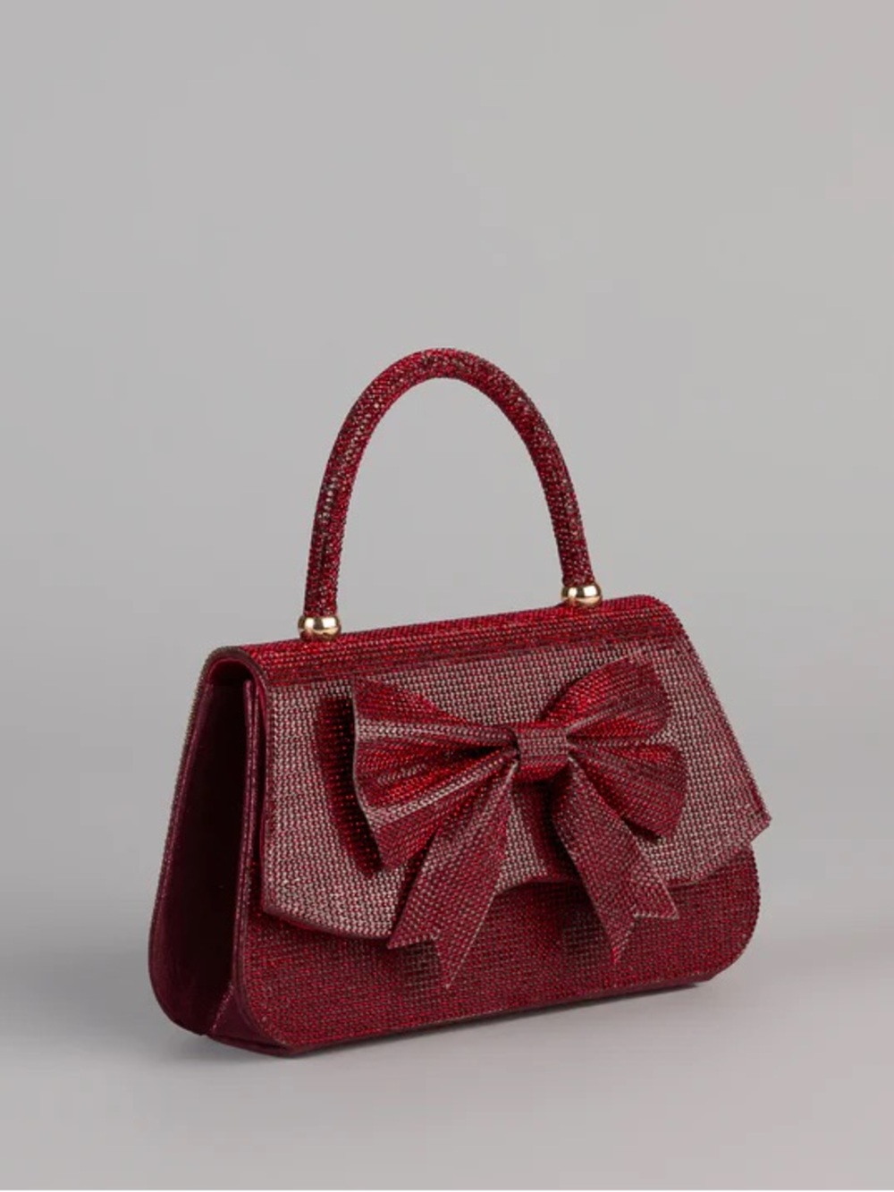 Windsor: Elegant Red Crystal Bow Top-Handle Bag